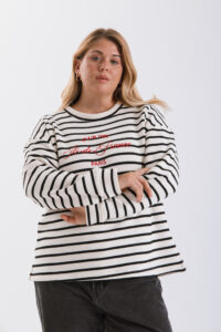 Alternative view of Buzo cuello redondo RAYADO